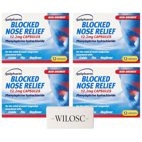 Blocked Nose Relief Capsules â€“ 4 x 12 Pack (48 Capsules) Eases Nasal Congestion | Cold & Flu Symptom Relief | Sinus Relief |